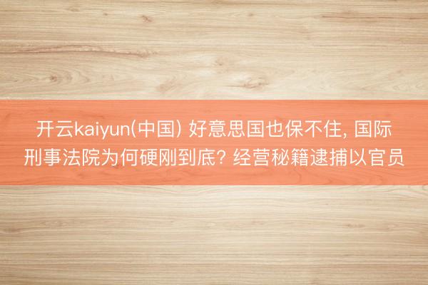 开云kaiyun(中国) 好意思国也保不住, 国际刑事法院为