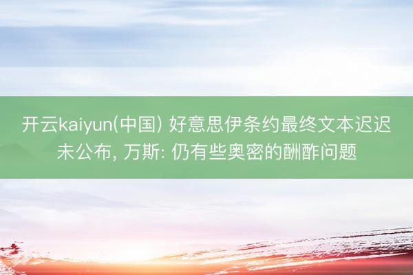 开云kaiyun(中国) 好意思伊条约最终文本迟迟未公布, 万斯: 仍有些奥密的酬酢问题