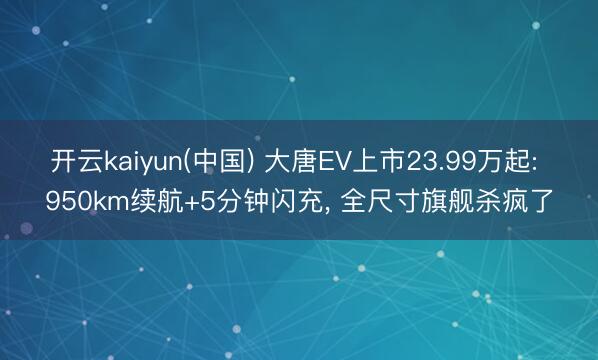 开云kaiyun(中国) 大唐EV上市23.99万起: 950km续航+5分钟闪充, 全尺寸旗舰杀疯了